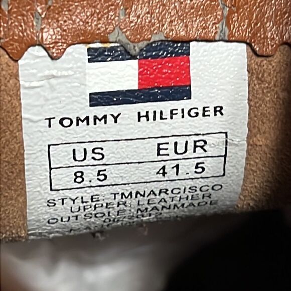 🔥🔥 Tommy Hilfiger Narcisco Brown Leather Boots Sz 8.5 Work Buckle Strap - GUC - Picture 9 of 10